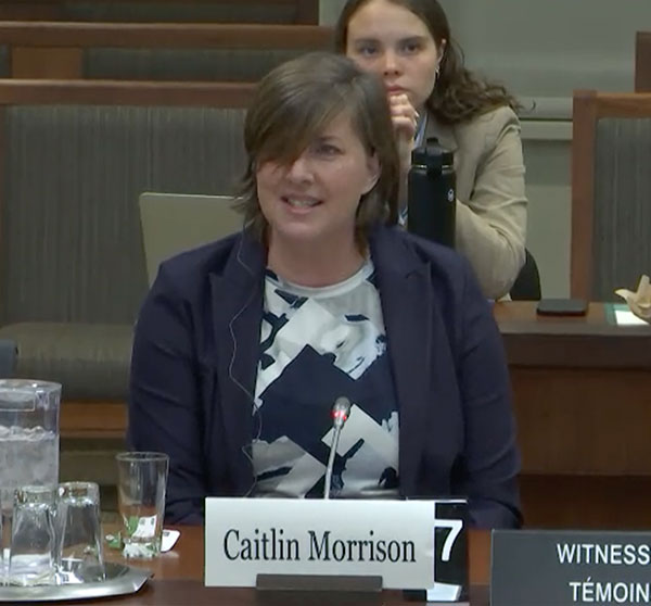 Caitlin Morrison advocating for women in front of the Senate